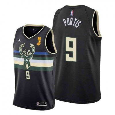 Men's Milwaukee Bucks #9 Bobby Portis 2021 Black Finals Champions Stitched Basketball Jersey