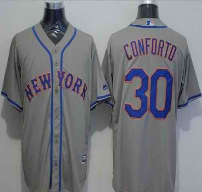 Mets #30 Michael Conforto Grey New Cool Base Stitched MLB Jersey