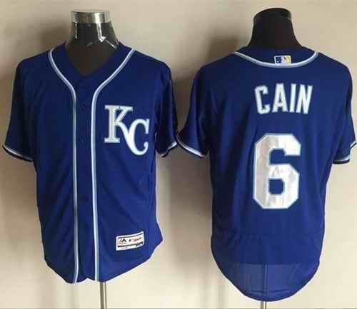 Royals #6 Lorenzo Cain Royal Blue Flexbase Authentic Collection Stitched MLB Jersey