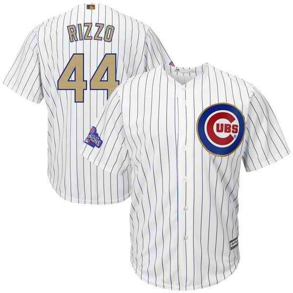 Youth Chicago Cubs #44 Anthony Rizzo Majestic White/Gold 2017 Gold Program Fashion Cool Base Player Stitched MLB Jersey