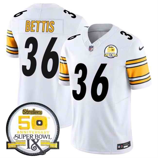 Men's Pittsburgh Steelers #36 Jerome Bettis White 2024 F.U.S.E. 50th Anniversary Of Super Bowl IX Alternate Vapor Untouchable Limited Stitched Jersey