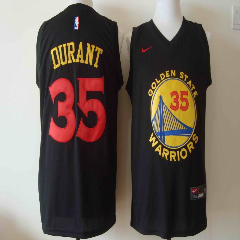 Men's Nike Golden State Warriors #35 Kevin Durant Black New Fashion Stitched NBA Jersey