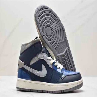 Women's Running Weapon Air Jordan 1 Blue/Black Shoes 0307