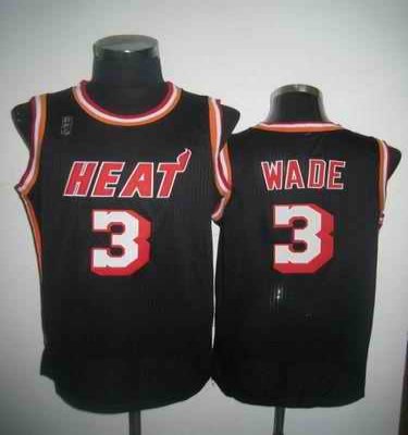 Heat #3 Dwyane Wade Black Hardwood Classics Nights Stitched NBA Jersey