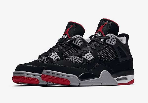 Men's Hot Sale Running weapon Air Jordan 4 Bred Black Red Shoes 064