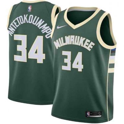 Men's Milwaukee Bucks #34 Giannis Antetokounmpo Green Icon Edition Stitched Swingman Jersey