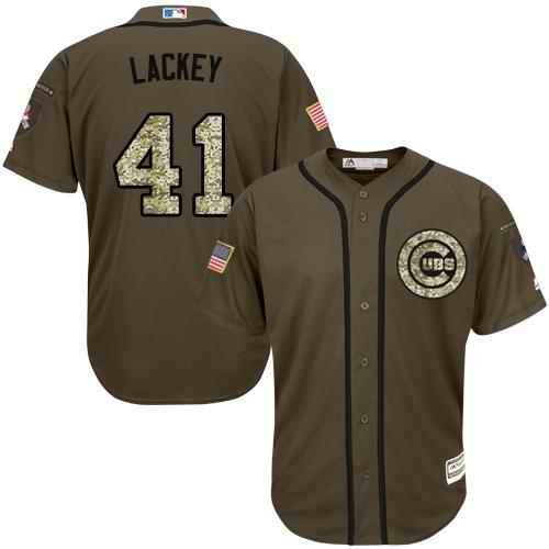 Cubs #41 John Lackey Green Salute to Service Stitched MLB Jersey