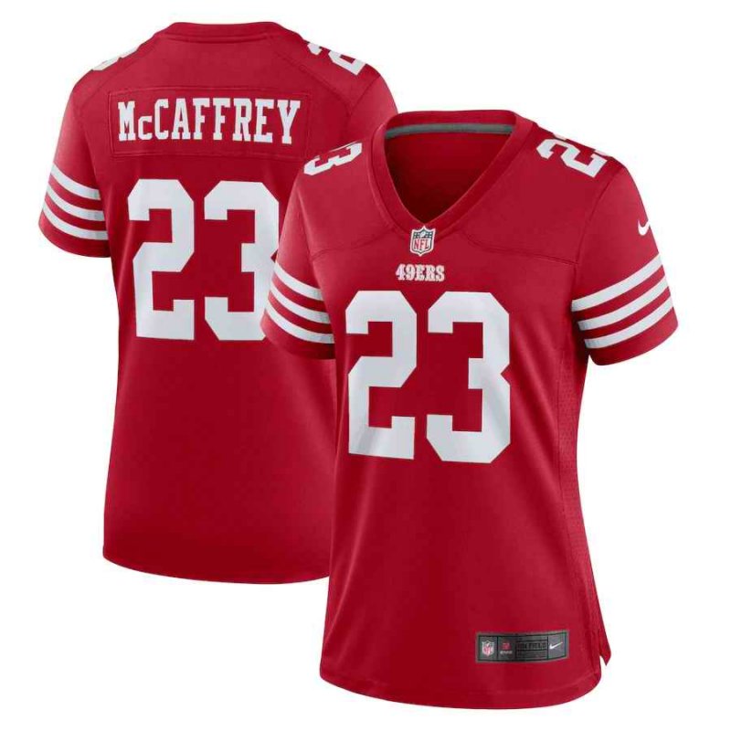 Women's San Francisco 49ers #23 Christian McCaffrey Red Vapor Untouchable Stitched Jersey(Run Small)