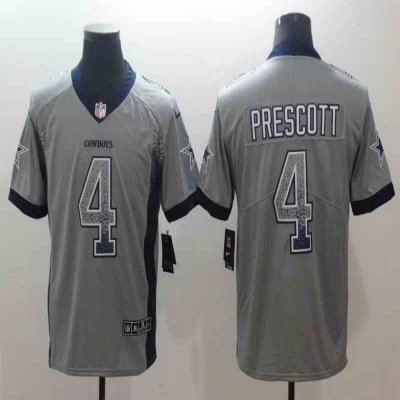 Men's Dallas Cowboys #4 Dak Prescott Gray 2018 Drift Fashion Color Rush Limited Stitched NFL Jersey