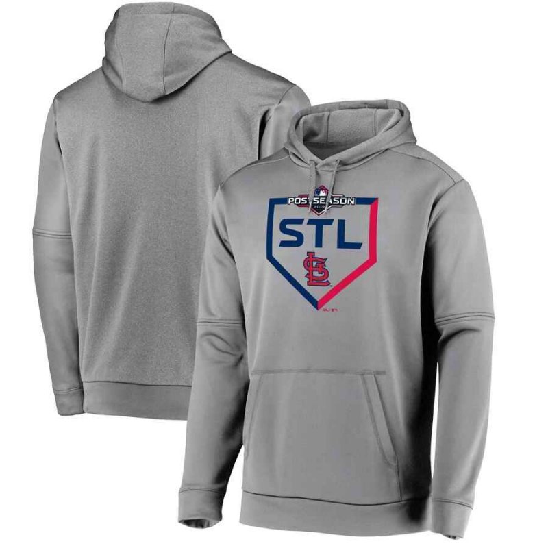 Men's St. Louis Cardinals Majestic Gray 2019 Postseason Dugout Pullover Hoodie