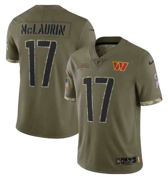 Men's Washington Commanders #17 Terry McLaurin Olive 2022 Salute To Service Limited Stitched Jersey