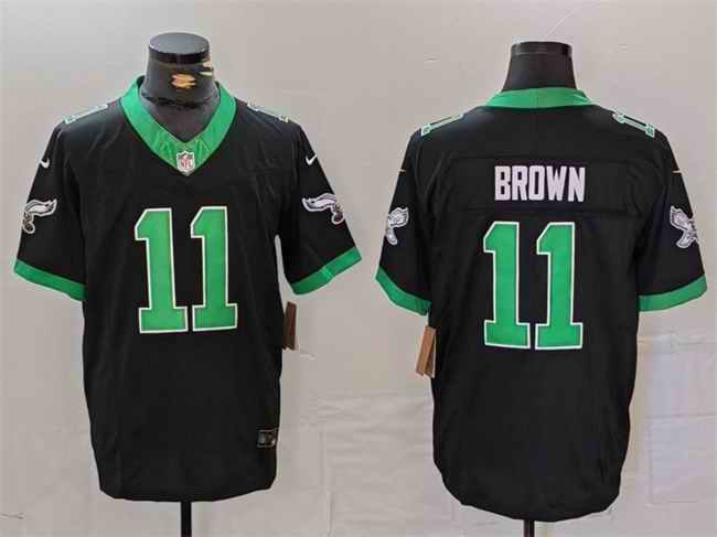 Men's Philadelphia Eagles #11 A. J. Brown Black F.U.S.E. Vapor Untouchable Stitched Football Jersey