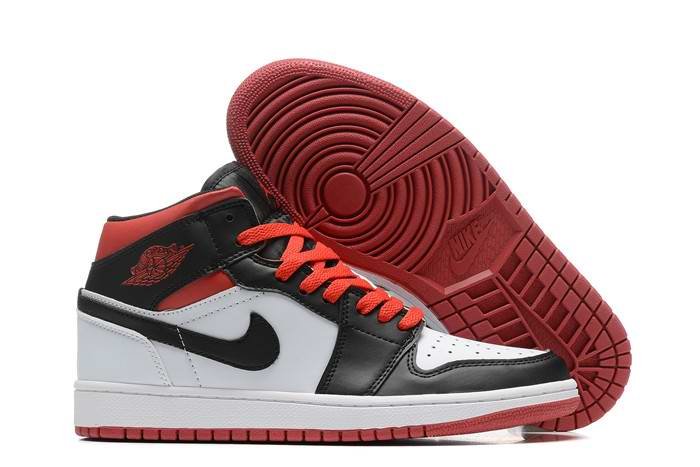 Women's Running Weapon Air Jordan 1 White/Black/Red Shoes 0283