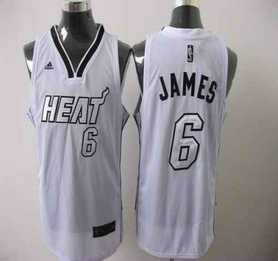 Heat #6 LeBron James Silver No. White Stitched NBA Jersey