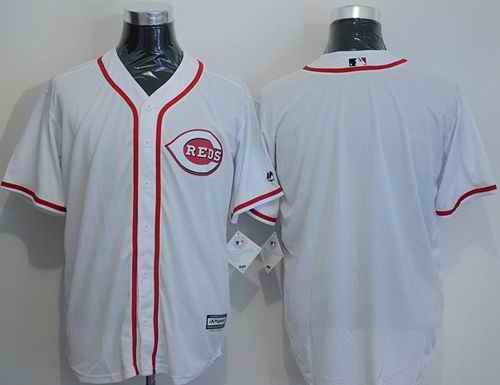 Reds Blank White New Cool Base Stitched MLB Jersey