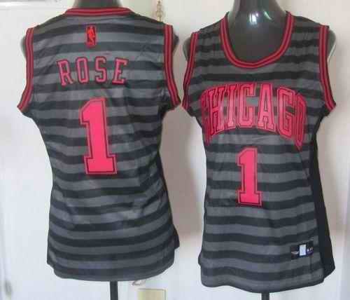 Bulls #1 Derrick Rose Black/Grey Women's Groove Stitched NBA Jersey