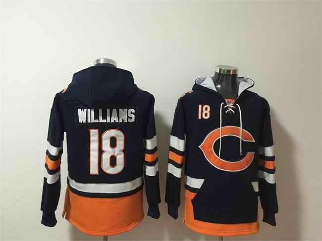 Men's Chicago Bears #18 Caleb Williams Navy/Orange Ageless Must-Have Lace-Up Pullover Hoodie