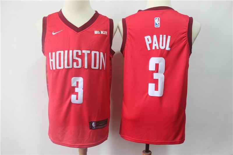 Men's Houston Rockets #3 Chris Paul Red 2018/19 Earned Edition Swingman Stitched NBA Jersey