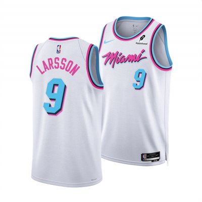 Men's Miami Heat #9 Pelle Larsson White 2024/25 City Edition Stitched Basketball Jersey