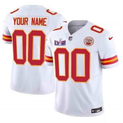 Youth Kansas City Chiefs Active Player Custom White Super Bowl LVIII Patch 2023 F.U.S.E. Vapor Untouchable Limited Stitched Jersey