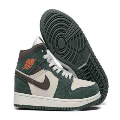 Men's Running Weapon Air Jordan 1 Green/White Shoes 0447