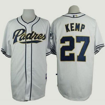 Padres #27 Matt Kemp White Cool Base Stitched MLB Jersey