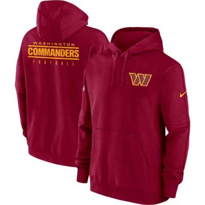 Men's Washington Commanders Burgundy Sideline Club Fleece Pullover Hoodie