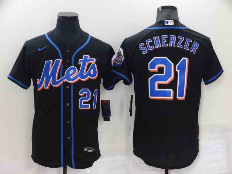 Men's New York Mets #21 Max Scherzer Black Flex Base Stitched Jersey