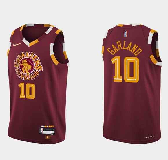 Men's Cleveland Cavaliers #10 Darius Garland Wine Red 2021/2022 75th Anniversary City Edition Swingman Stitched Jersey