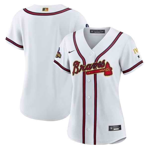 Women's Atlanta Braves Blank White Cool Base Stitched Jersey(Run Small)