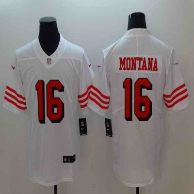 Men's San Francisco 49ers #16 Joe Montana Nike White Color Rush Vapor Untouchable Limited  Stitched NFL Jersey