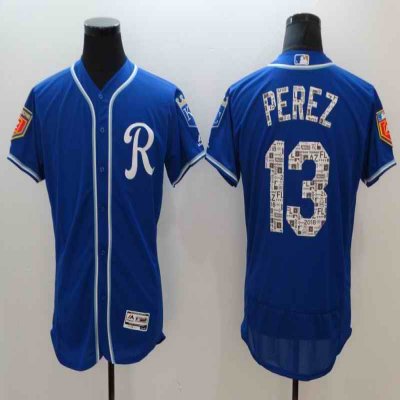 Men's Kansas City Royals #13 Salvador Perez Royal 2018 Spring Training Flexbase  Stitched MLB Jersey