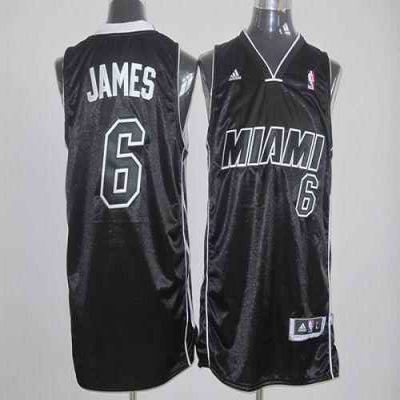 Revolution 30 Heat #6 LeBron James Black/White Stitched NBA Jersey