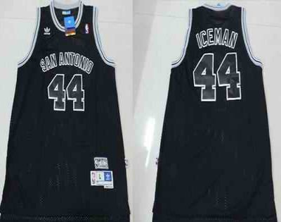 Spurs #44 George Gervin Black Iceman Nickname Stitched NBA Jersey