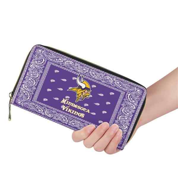 Minnesota Vikings PU Leather Zip Wallet 001(Pls Check Description For Details)