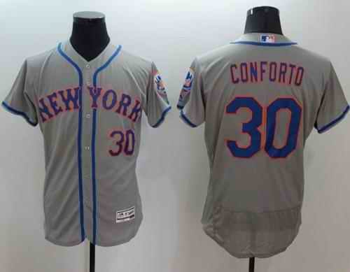 Mets #30 Michael Conforto Grey Flexbase Authentic Collection Stitched MLB Jersey