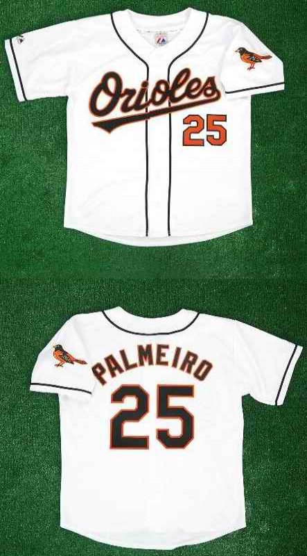 Men's Baltimore Orioles #25 Rafael Palmeiro 1995 White Home Cool Base Stitched Jersey