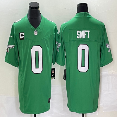 Men's Philadelphia Eagles #0 D'andre Swift Green 2023 F.U.S.E. With C Patch Vapor Untouchable Stitched Football Jersey