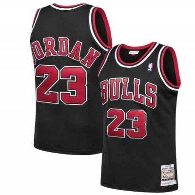 Men's Chicago Bulls #23 Michael Jordan Black 1997-98 Throwback Stitched Jersey