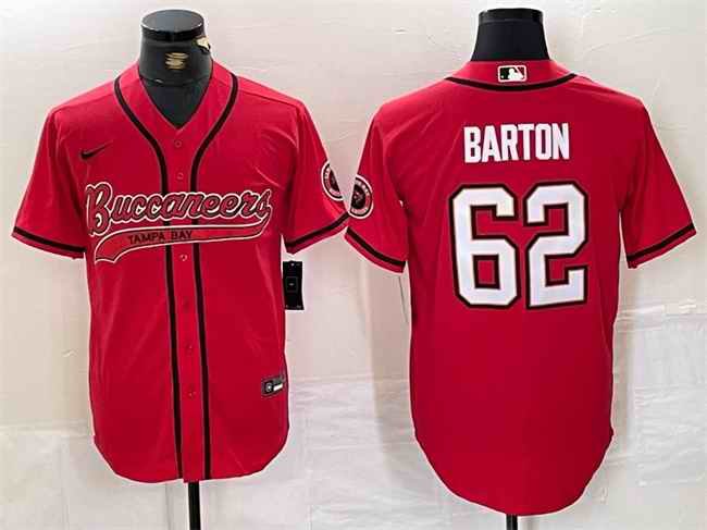 Men's Tampa Bay Buccaneers #62 Graham Barton Red Cool Base Stitched Baseball Jersey