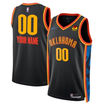 Men's Oklahoma City Thunder Active Player Custom Black 2024/25 City Edition Stitched Basketball Jersey