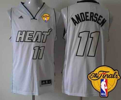 Heat #11 Chris Andersen White on White Finals Patch Stitched NBA Jersey