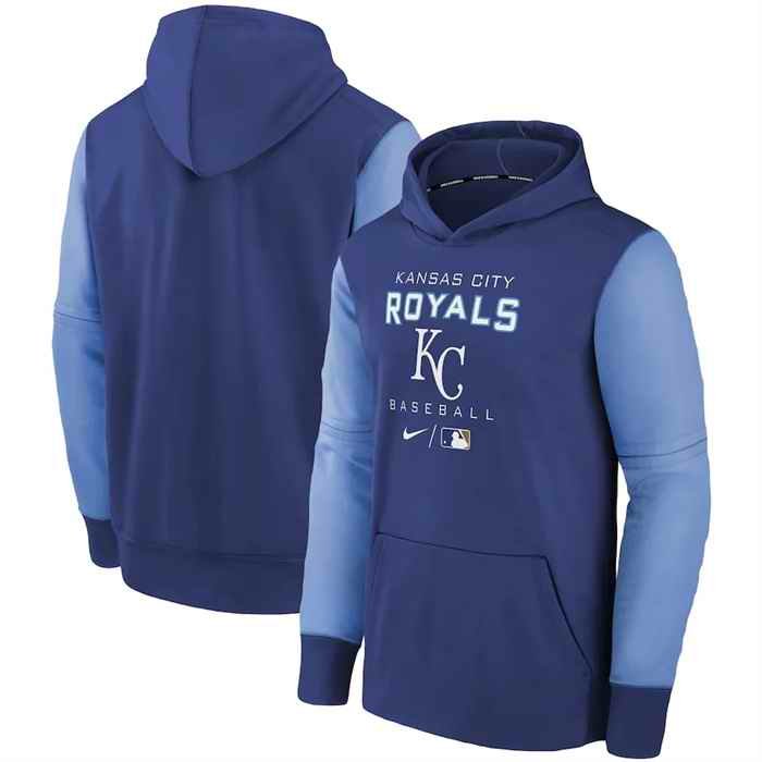 Men's Kansas City Royals Light Blue 2022 Therma Performance Pullover Hoodie