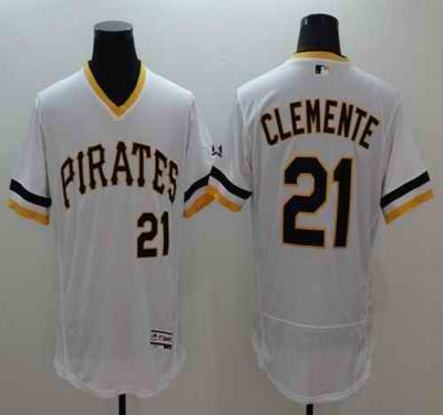 Pirates #21 Roberto Clemente White Flexbase Authentic Collection Cooperstown Stitched MLB Jersey