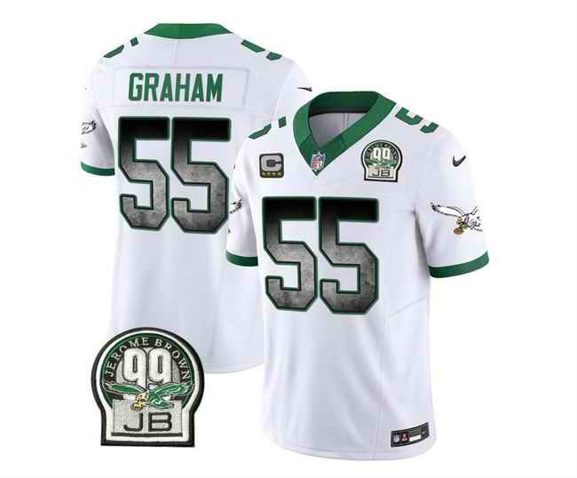 Men's Philadelphia Eagles #55 Brandon Graham White 2023 F.U.S.E. With 4-star C Patch Throwback Vapor Untouchable Limited Stitched Football Jersey