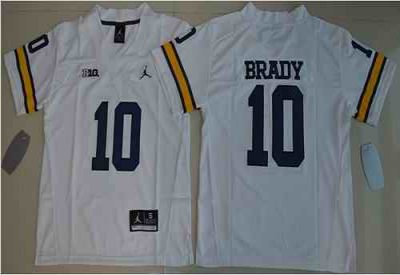 Wolverines #10 Tom Brady White Jordan Brand Stitched Youth NCAA Jersey