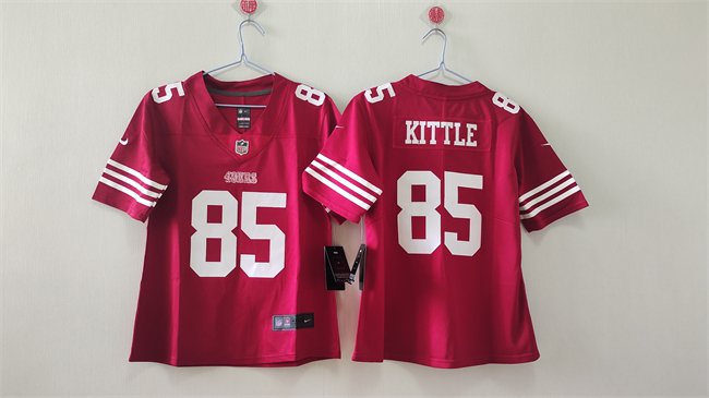 Women's San Francisco 49ers #85 George Kittle Red Vapor Stitched Jersey(Run Small)