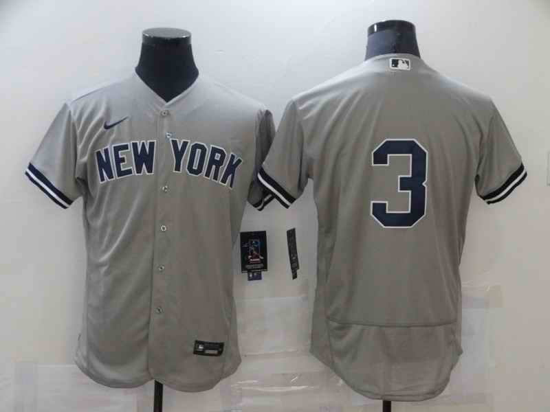 Men's New York Yankees #3 Babe Ruth Grey Flex Base Stitched Jersey