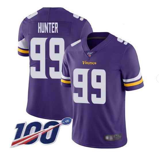 Men's Minnesota Vikings #99 Danielle Hunter 2019 100th Season Purple Vapor Untouchable Limited NFL Stitched Jersey