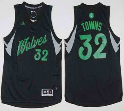 Timberwolves #32 Karl-Anthony Towns Black 2016-2017 Christmas Day Stitched NBA Jersey